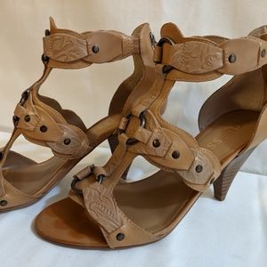 Guess Women's Natural Leather Strappy Gladiator Sandals Size 6.5